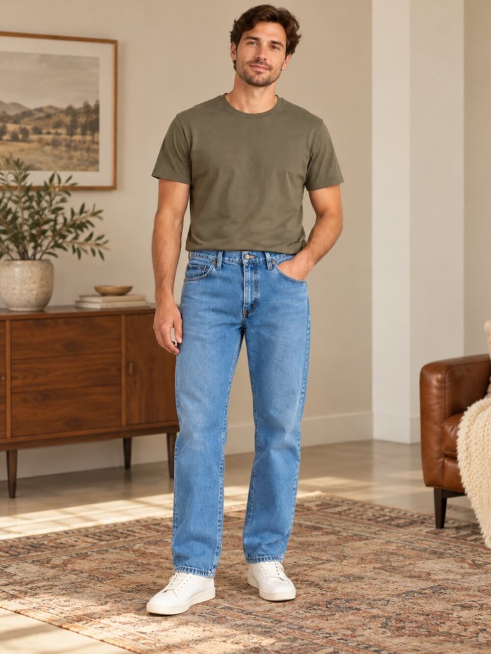 Wrangler Men's Straight Leg Jeans 36x30 Light Wash 100% Cotton Denim